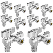 10 Pcs 1/2" Pex-a Expansion (F1960) Inlet x 3/8" OD Compr. x 3/8" OD Compr. Split, Angle Stop Valve, Quarter Turn (Lead Free)
