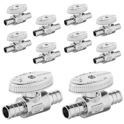 10 Pcs 1/2" PEX Crimp x 1/2" PEX Crimp Straight Stop Valve, 1/4 Turn (Lead Free)