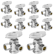 10 Pcs 1/2" FIP x 3/8" OD Compr. x 3/8" OD Compr. Dual Angle Stop Valve, Multi Turn (Lead Free)