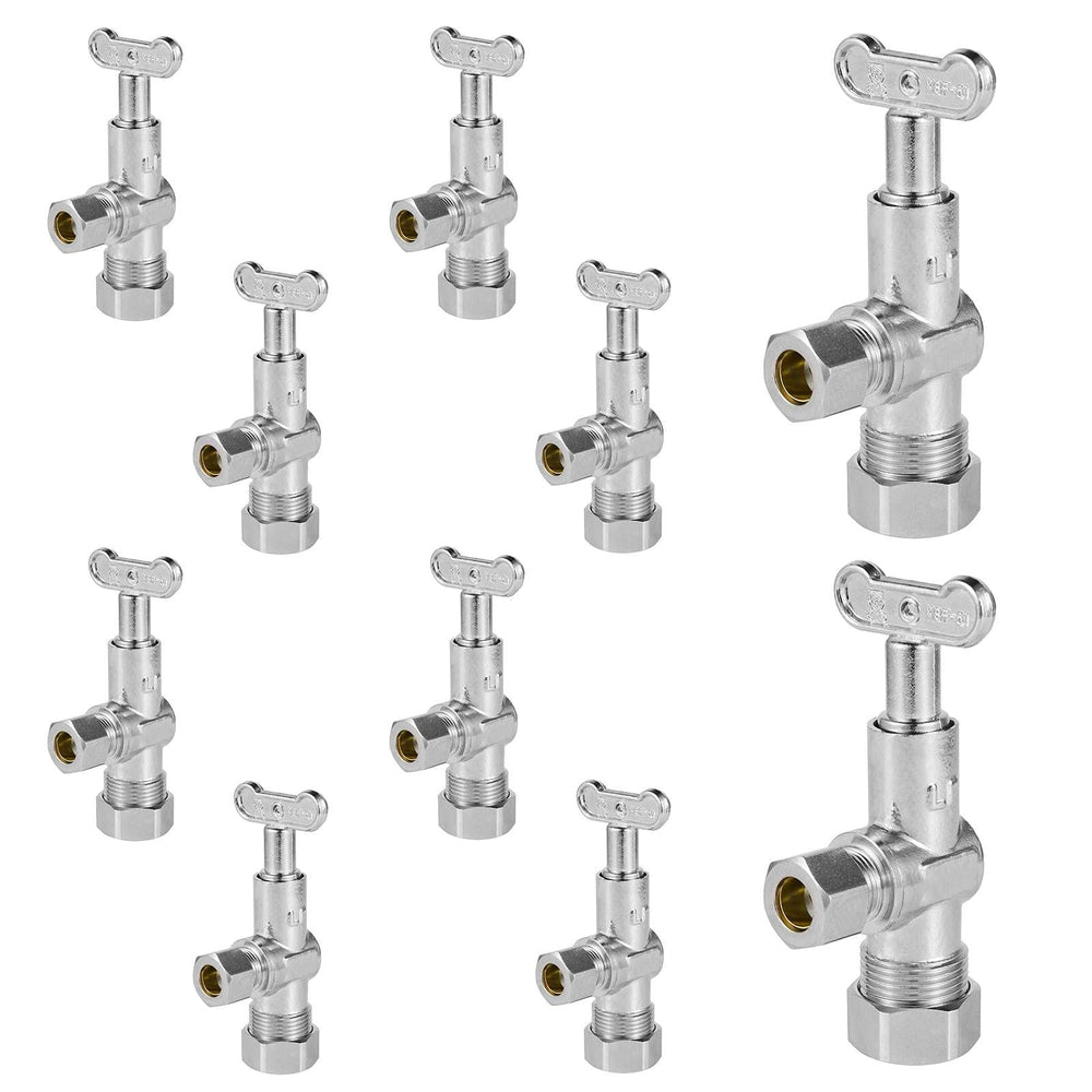 10 Pcs 5/8" OD Compr. x 3/8" OD Compr. Loose Key, 1/4 Turn (Lead Free)