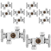10 Pcs 5/8" OD Compr. x 3/8" OD Compr. x 3/8" OD Compr. 3-Way Stop Valve, Multi Turn (Lead Free)