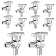 10 Pcs 1/2" PEX Crimp x 1/4" OD Compr. Angle Stop Valve, 1/4 Turn (Lead Free)