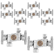 10 Pcs 5/8" ODx 3/8" OD Compr. x 1/4" OD Compr. Dual Stop Valve, 1/4 Turn (Lead Free)