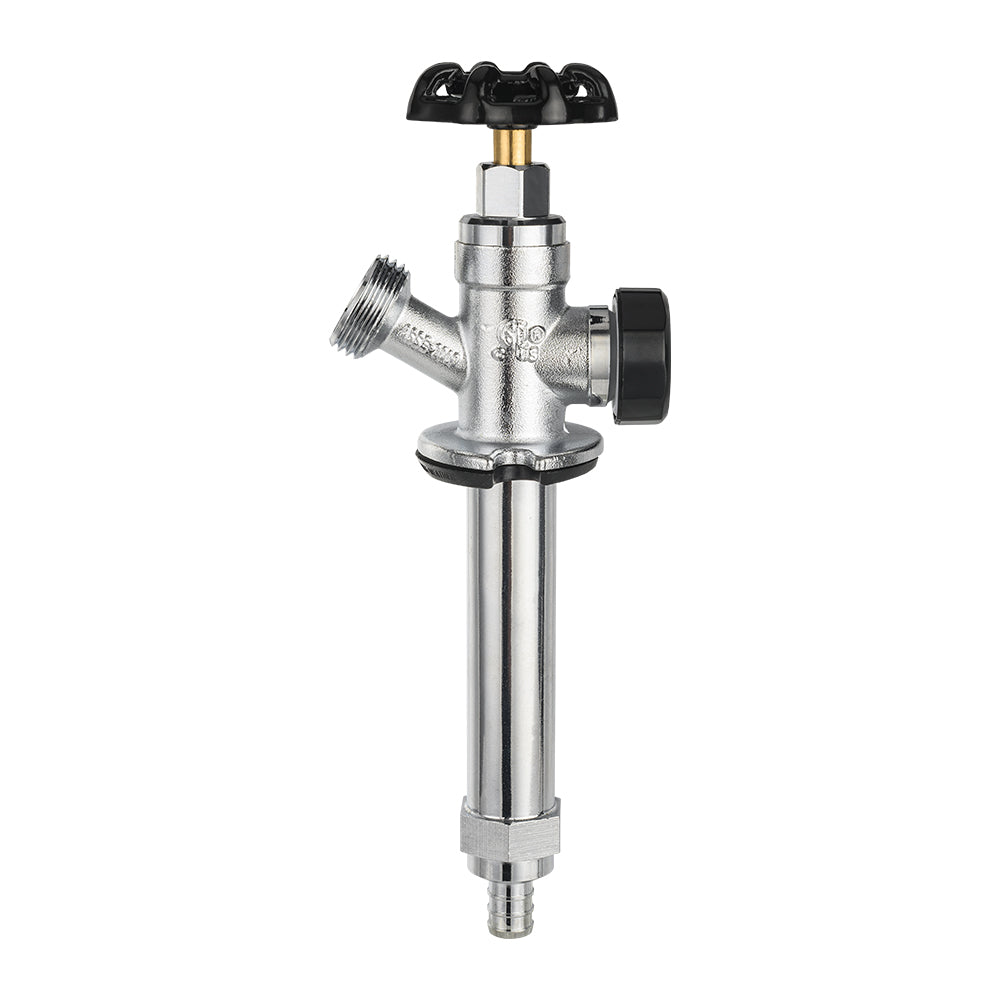 1/2" PEX Crimp x 3/4" Hose Bibb, 6" Anti Siphon Frost Free Sillcock