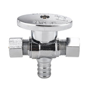 1/2" PEX Crimp x 3/8" OD Compr. x 3/8" OD Compr. Dual Outlet Angle Stop Valve, 1/4 Turn (Lead Free)