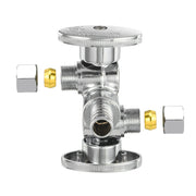 10 Pcs 1/2" PEX Crimp x 3/8" OD Compr. x 3/8" OD Compr. Dual Stop Valve, 1/4 Turn (Lead Free)