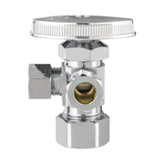 10 Pcs 5/8" OD Compr. x 3/8" OD Compr. x 3/8" OD Compr. Dual Angle Stop Valve, Multi Turn(Lead Free)