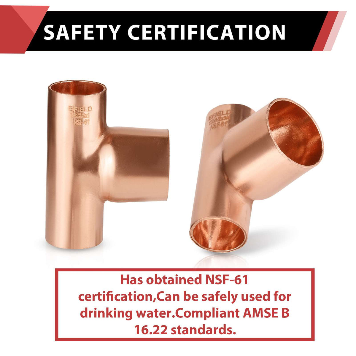 3/4" X 3/4" X 1" Copper Reducing Tee