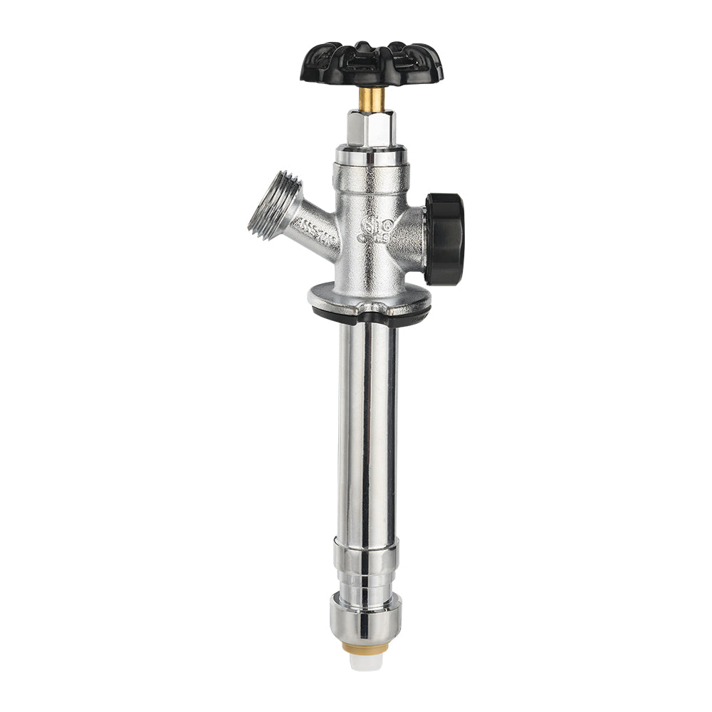 1/2" Push Fit x 3/4" Hose Bibb, 6" Anti Siphon Frost Free Sillcock