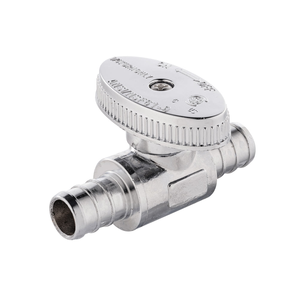 1/2" PEX Crimp x 1/2" PEX Crimp Straight Stop Valve, 1/4 Turn (Lead Free)