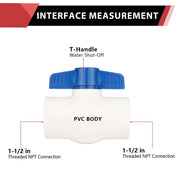 10 Pcs 1-1/2" PVC Ball Valve, FPT Threaded, Sch. 40