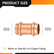 3/4" Press Copper Coupling w/Stop (Lead Free)