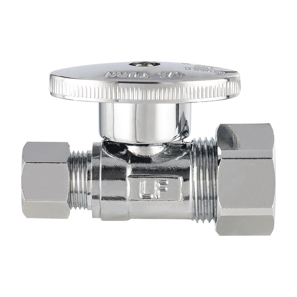 1/2" Nominal (5/8" OD) Compr. x 3/8" OD Compr. Straight Stop Valve, 1/4 Turn (Lead Free)
