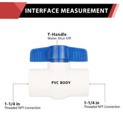 10 Pcs 1-1/4" PVC Ball Valve, FPT Threaded, Sch. 40