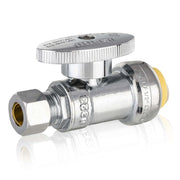 10 Pcs 1/2" Push Connect x 1/4" OD Straight Stop Valve, 1/4 Turn (Lead Free)