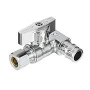 10 Pcs 1/2" PEX Expansion x 1/2" PEX Expansion x 3/8" OD Compr. Tee Stop Valve, 1/4 Turn (Lead Free)