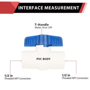1/2" PVC Ball Valve, FPT Threaded, Sch. 40