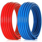 1/2" 2 x100ft, 200ft PEX-A Tubing (Blue & Red), 1/2" Poly Expansion Elbow & Tee & Coupler (15 PCS), 1/2" Expansion Rings (50 PCS), 1/2" J Clamp (50 PCS), Pipe Cutter (1/2")