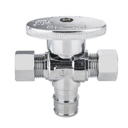 10 Pcs 1/2" PEX Expansion x 3/8" OD Compr. x 3/8" OD Compr. Dual Outlet Angle Stop Valve, 1/4 Turn (Lead Free)
