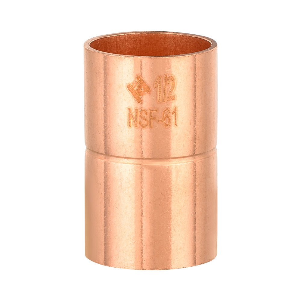 1/2" Copper Coupling With Rolled Stop
