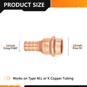 30 Pcs 1/2" Press Copper x 1/2" PEX Crimp Adapter (Lead Free)