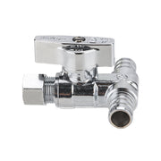 1/2" PEX Crimp x 1/2" PEX Crimp x 3/8" OD Compr. Tee Stop Valve, 1/4 Turn (Lead Free)