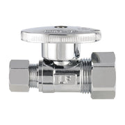 10 Pcs 1/2" Nominal (5/8" OD) Compr. x 3/8" OD Compr. Straight Stop Valve, 1/4 Turn (Lead Free)
