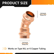 3/4" Copper 45° Press Elbow (Lead Free)