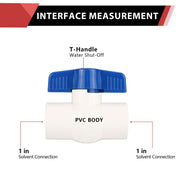 10 Pcs 1" PVC Ball Valve, Solvent Weld, Sch. 40