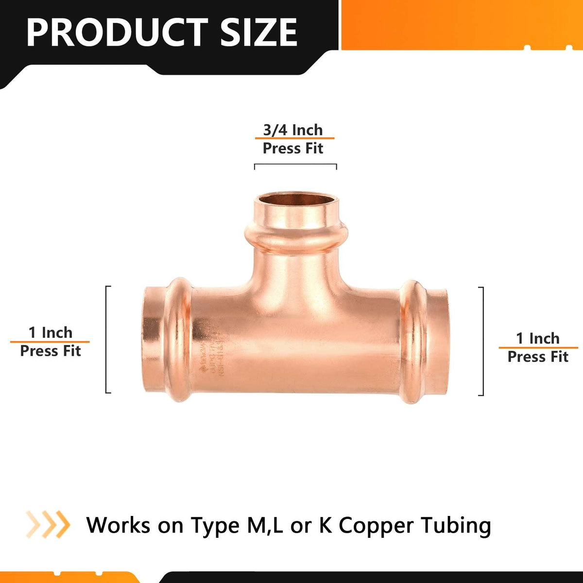 1" x 1" x 3/4" Press Copper Tee (Lead Free)