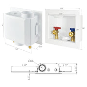 1/2" PEX Crimp (F1807) Inlet, Washing Machine Outlet Box, with Center Drain