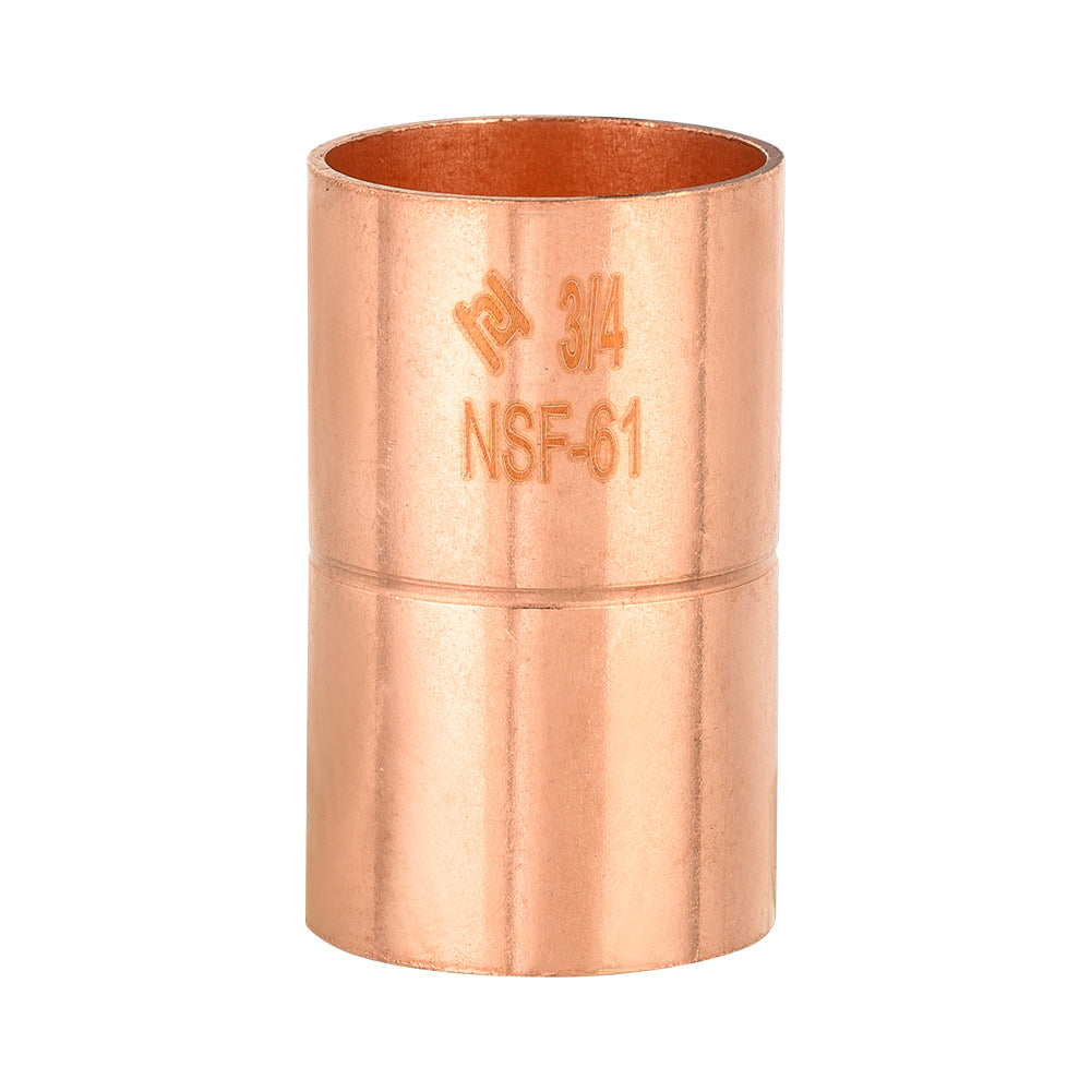 3/4" Copper Coupling With Rolled Stop