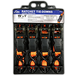 1 in x 15 ft S-Line Ratchet Tie Downs - Orange