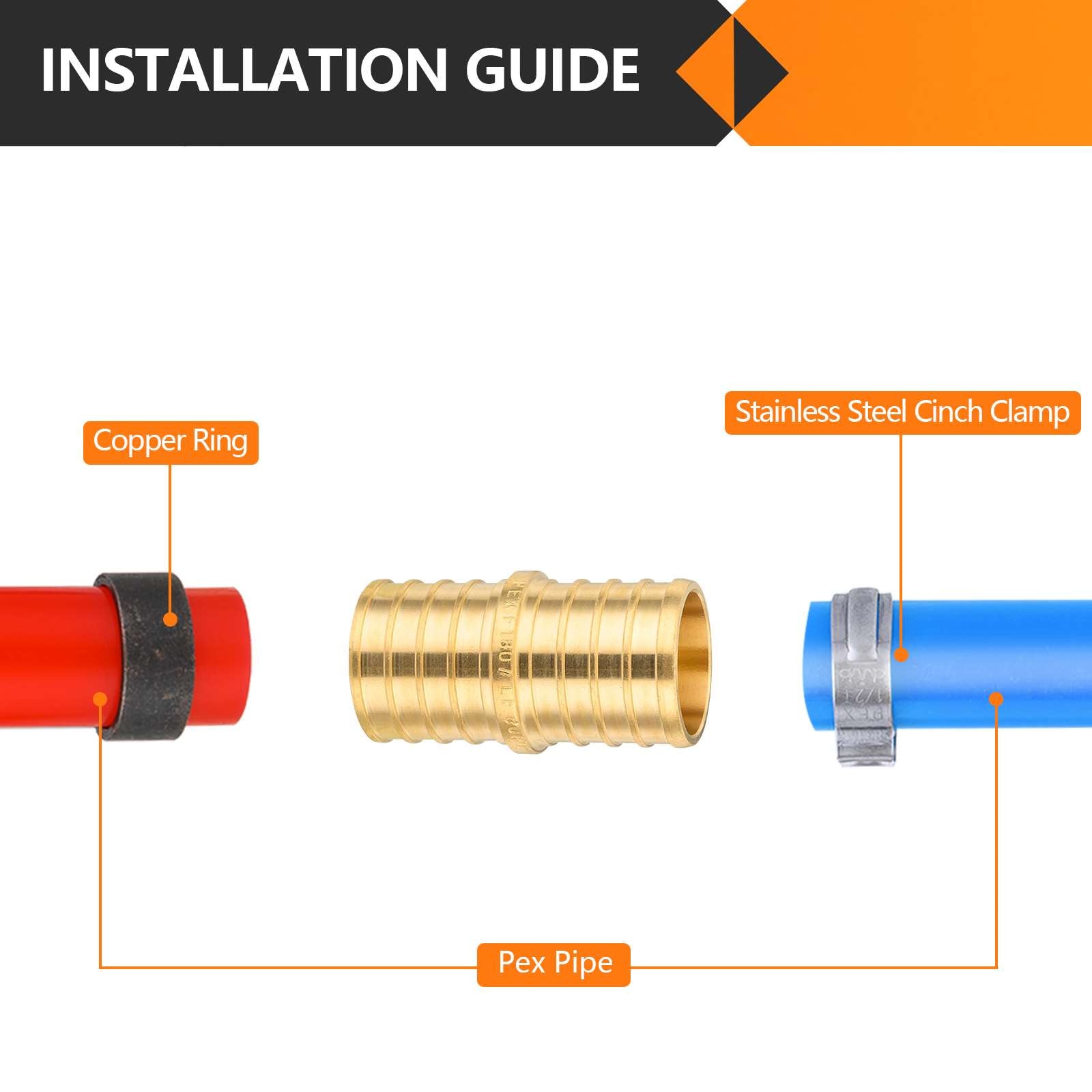 30 Pcs PEX-B Crimp 1" PEX x 1" PEX Coupling (Lead Free)
