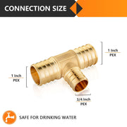 PEX-B Crimp 1" PEX x 1" PEX x 3/4" PEX Reducing Tee (Lead Free)