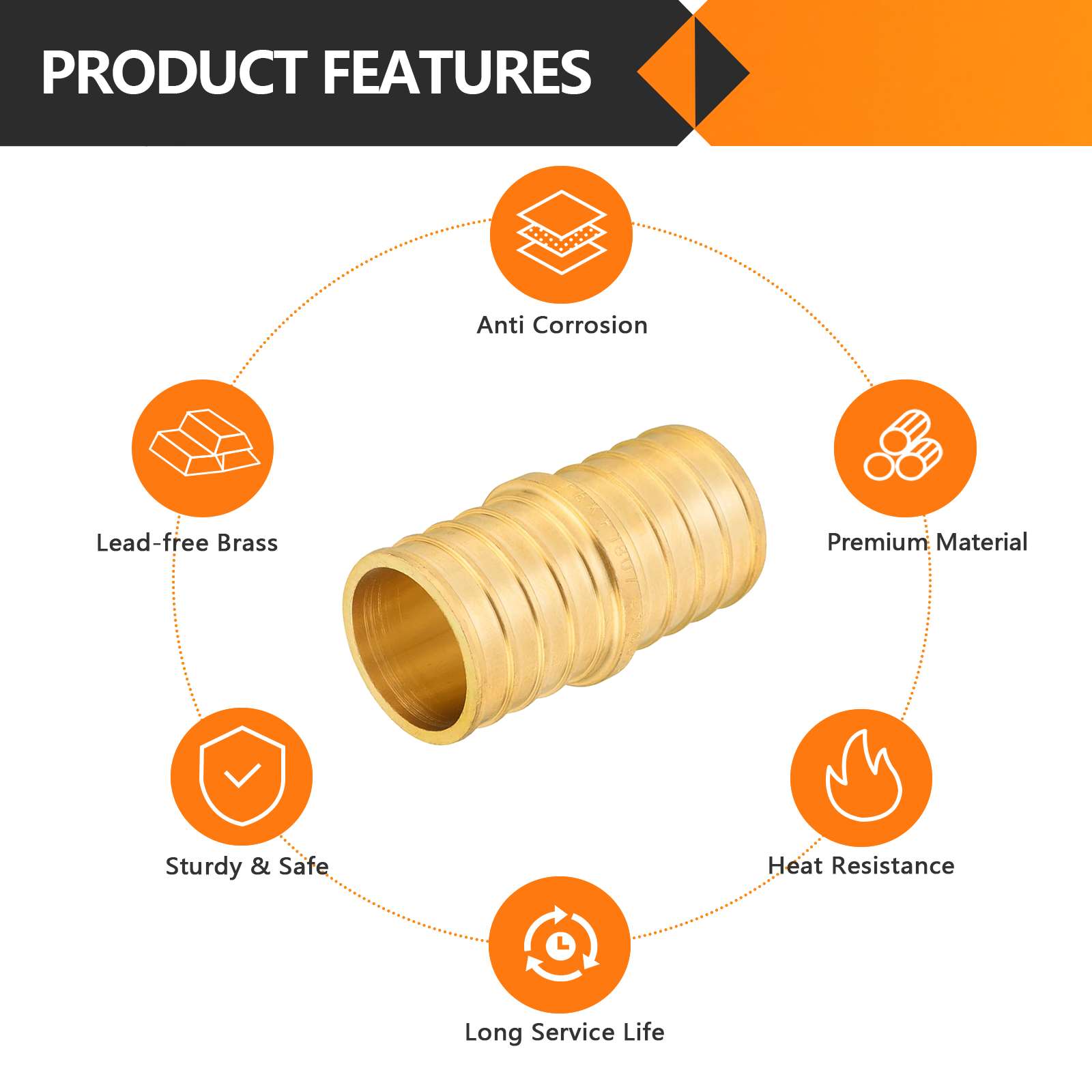 30 Pcs PEX-B Crimp 1" PEX x 1" PEX Coupling (Lead Free)