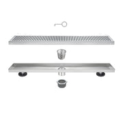 24" Linear Shower Drain, Square Hole Pattern Shower Drain, Brushed 304 Stainless Steel Linear Drain with Levelingft & Hair Strainer