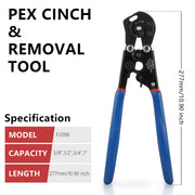 2-in-1 Pex Ratchet Cinch Crimping Tool with Removing Function