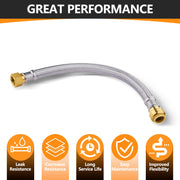 10 Pcs 1/2" Push fit x 3/4" FIP, 18" Flexible Water Heater Connector Hose