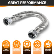 1" FIP x 1" FIP x 24" SS Corrugated Hose