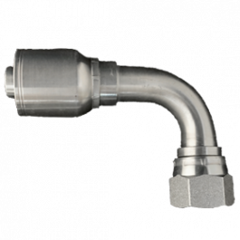 200-FJX90-04-04-1P | 1/4" x 1/4" FJX 90, 1-Piece Hose Fitting for 1 & 2 Wire Hoses, Non Skive