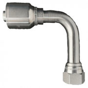 200-FJX90L-06-04-1P | 3/8" x 1/4" FJX 90 Long, 1-Piece Hose Fitting for 1 & 2 Wire Hoses, Non Skive