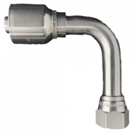 200-FJX90L-08-08-1P | 1/2" x 1/2" FJX 90 Long, 1-Piece Hose Fitting for 1 & 2 Wire Hoses, Non Skive