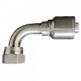 200-ORFS-90-06-08-1P | 3/8" x 1/2" O'Ring Face Seal 90 degree, 1-Piece Hose Fitting for 1 & 2 Wire Braid..