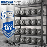2000LBS Heavy Duty Garage Shelving, 40" W x 18" D x 72" H, Adjustable 5-Tier Storage Shelves, Industrial Metal Shelving Units, Steel Organizer Wire Rack, Black