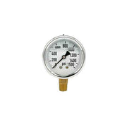 200L-254-0-1500N | 2.5", 0-1500 PSI, Stainless Steel x Brass, 1/4", Lower Mount Pressure Gauge