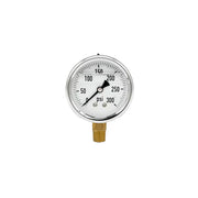 200L-254-0-300N | 2.5", 0-300 PSI, Stainless Steel x Brass, 1/4", Lower Mount Pressure Gauge