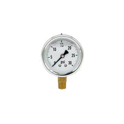 200L-254-0-30N | 2.5", 0-30 PSI, Stainless Steel x Brass, 1/4", Lower Mount Pressure Gauge