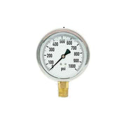 200L-402-0-1000N | 4", 0-1000 PSI, Stainless Steel x Brass, 1/2" Lower Mount Pressure Gauge