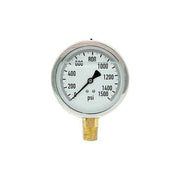 200L-402-0-1500N | 4", 0-1500 PSI, Stainless Steel x Brass, 1/2" Lower Mount Pressure Gauge